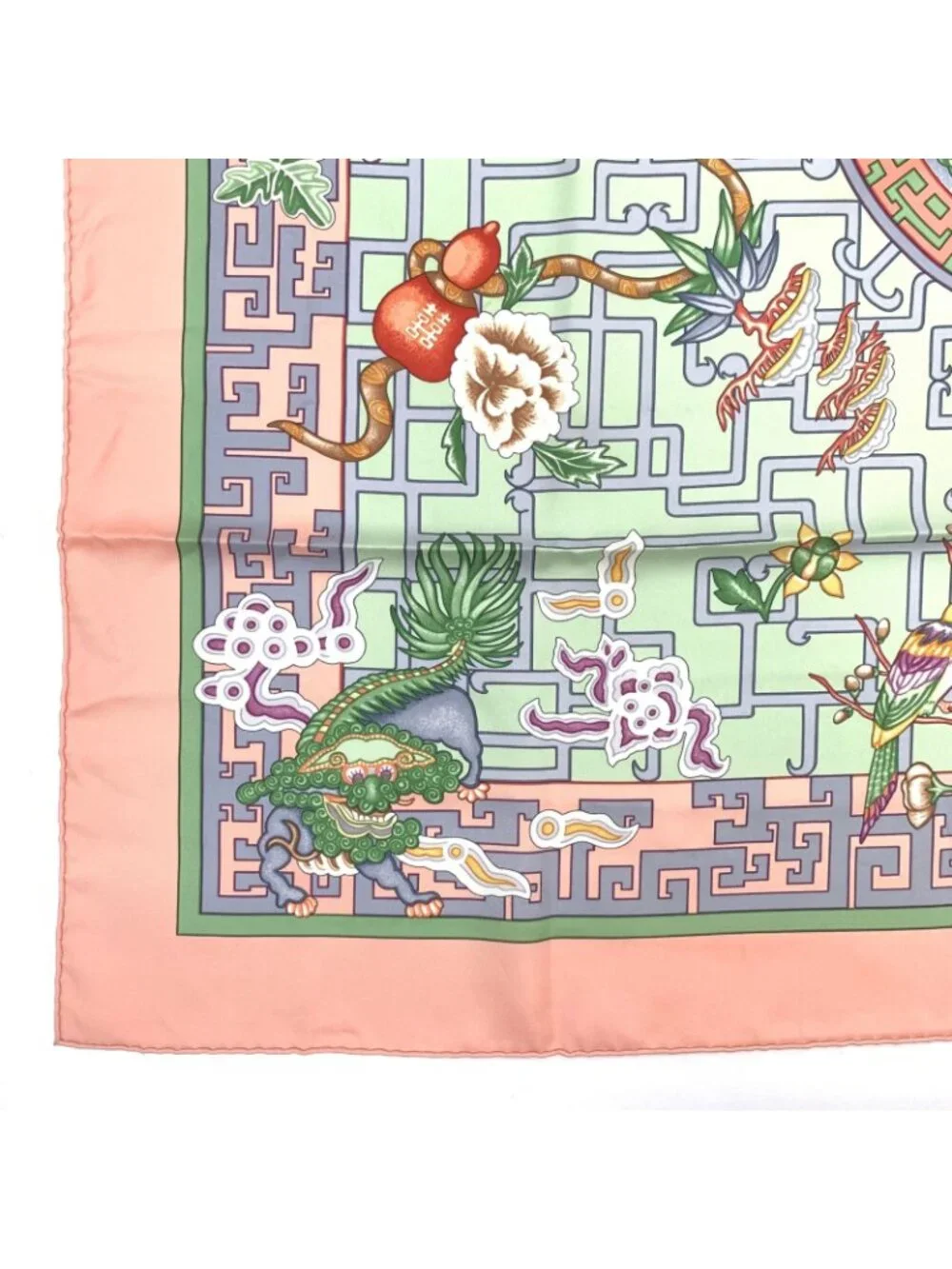 Hermes Scarf Carre 90 Turandot Orange Blue Pink - Picture 6 of 8